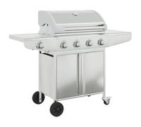 vidaXL Griglia Barbecue a Gas con 5 Bruciatori Argento in Acciaio