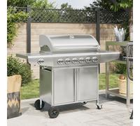 vidaXL Griglia Barbecue a Gas con 7 Bruciatori Argento in Acciaio