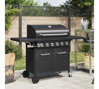 vidaXL Griglia Barbecue a Gas con 7 Bruciatori Nero in Acciaio