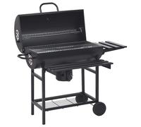 vidaXL Grillwagen mit Rädern und Ablagen Schwarz Stahl 115x85x95 cm
