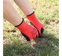 vidaXL Guanti da lavoro da 24 pezzi rosso e nero 7/S, guanti da giardino e terrazza, design antiscivolo, protettivo, comodo, ergonomico, elegante, rivestito in lattice, vestibilità aderente