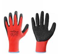 vidaXL Guanti da lavoro da 24 pezzi rosso e nero 9 / l, guanti da giardino e terrazza, design antiscivolo, protettivo, comodo, ergonomico, elegante, rivestito in lattice, vestibilità aderente