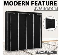 vidaXL Guardaroba con 4 Scomparti Nero 175x45x170 cm