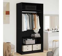 vidaXL Guardaroba Rovere nero 100 x 50 x 200 cm Legno multistrato