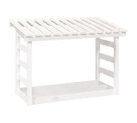 vidaXL Portalegna Bianco 108x64,5x78 cm in Legno Massello di Pino