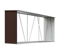 vidaXL Capannone da Giardino in Acciaio Zincato Capanno da Esterni Portalegna Ripostiglio per Legna Accessori Giardino 330x84x152cm Marrone