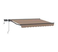 vidaXL Cornice per Tenda Manuale con LED Tortora 4 x 2 m, Tenda da giardino e awning per terrazza, parasole moderno con luci LED, protezione regolabile e resistente agli agenti atmosferici