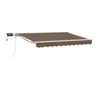 vidaXL Cornice per Tenda Manuale con LED Tortora 5 x 3 m, Tenda da giardino e awning per terrazza, parasole moderno con luci LED, protezione regolabile e resistente agli agenti atmosferici
