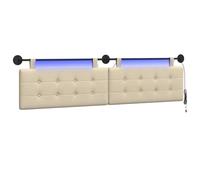 vidaXL Hangend hoofdbord Met LED-verlichting Crèmekleurig Stof