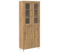 vidaXL Highboard Moderno in Rovere Artigianale di con 4 Ripiani e Porte in Vetro, Elegante unità di stoccaggio per Sala da Pranzo, Soggiorno, Tavolo Buffet Interno Versatile, mobili Funzionali