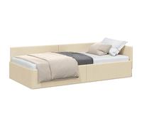 vidaXL Cornice del Letto ad Angolo Crema 80 cm x 200 cm Tessuto, Letto Giornaliero alla Moda, Divano in Tessuto Moderno, Multiuso, Salvaspazio, Resistente, per Ogni Angolo