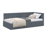 vidaXL Hoekbedframe Met hoofdeinde Donkergrijs 90 cm x 190 cm Fluweel