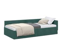 vidaXL Cornice del letto ad angolo Verde Scuro 90 cm x 190 cm Velluto
