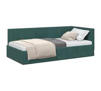 vidaXL Hoekbedframe met hoofdeinde Donkergroen 90 cm x 200 cm Fluweel