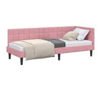 vidaXL Cornice del Letto ad Angolo Rosa 80 cm x 200 cm Velluto, Letto Giorno Moderno Minimalista, angolare in Velluto, salvaspazio e Versatile per Ogni Stanza