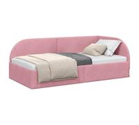vidaXL Hoekbedframe Met hoofdeinde Roze 80 cm x 200 cm Fluweel | La forma a L sfrutta appieno lo spazio, si trasforma dal divano al letto, la testiera regolabile può essere adattata