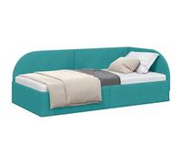 vidaXL Cornice del Letto ad Angolo Turchese 80 cm x 200 cm Velluto, Divano Letto alla Moda, Struttura Unica, Angolo Resistente, Design Minimalista, Comfort soffice