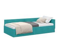 vidaXL Cornice del letto ad angolo Turchese 90 cm x 190 cm Velluto