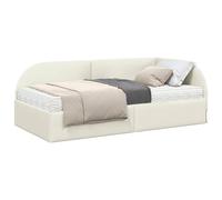 vidaXL Telaio per letto angolare con materasso 2 pezzi, color crema vellutato, decorazione per camera da letto, telaio rettangolare moderno, mobili in velluto salvaspazio e materasso in schiuma