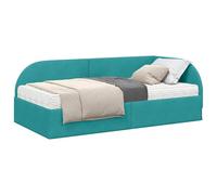 vidaXL Struttura Letto Angolare con Materasso 2 PCS Turchese Velluto,