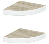 vidaXL Mensole Angolari 2pz Rovere e Bianco 25x25x3,8 cm in MDF