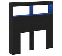 vidaXL Testiera con Contenitore a LED Rovere Nero 100x17x102 cm, testiera con LED, Testata, Testata con LED, testiera, Testata con Contenitore