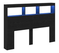 vidaXL Testiera con Contenitore a LED Rovere Nero 140x17x102 cm, testiera con LED, Testata, Testata con LED, testiera, Testata con Contenitore