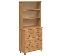 vidaXL Hutch Askim - Cassettiera in legno di pino massiccio da 91 x 40 x 199,5 cm, colore marrone miele, 91 x 30 x 104 cm, in legno di pino massiccio ASKIM, 91 x 40 x 95,5 cm, in legno di pino