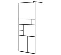 vidaXL Parete Doccia Walk-in in Vetro Trasparente ESG Nera 80x195 cm