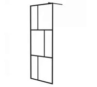 vidaXL Parete per Doccia Walk-in in Vetro Temperato Nera 80x195 cm