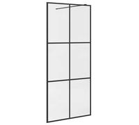 vidaXL Parete per Doccia Walk-in Vetro Trasparente ESG 90x195 cm Nera