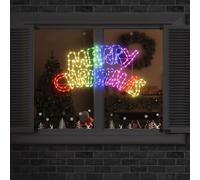 vidaXL Insegna di Natale con 240 LED Multicolore 100 x 50 cm PVC, Salotto, Decorazione Natalizia Moderna, luci LED, Display all'aperto, Accento Festivo Multicolore