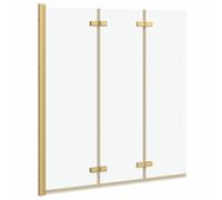 vidaXL Involucro Doccia Oro 130 x 138 cm Vetro ESG e Alluminio, Box Doccia Rettangolare, Design Moderno e Compatto, Pieghevole, Girevole, Trasparente, Telaio in Alluminio