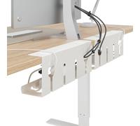 vidaXL Vassoio per gestione cavi sotto il tavolo 2 pz Bianco, Vassoio per cavi moderno, installazione senza trapano, supporto a morsetto, organizer per cavi a vite