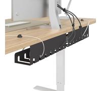 vidaXL Vassoio di gestione dei cavi sotto la scrivania 2 pc Nero, Organizzatore di cavi rettangolare Moderno, resistente alla ruggine, pratico per l'ufficio e lo studio