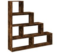 vidaXL Libreria 4 Ripiani Rovere Fumo 143,5x29x143,5 cm in Truciolato, libreria, Mobile Porta Libri, scaffale portaoggetti, Porta Libri