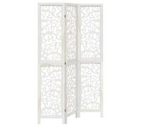 vidaXL Divisorio Ambienti 3Pannelli Bianco Legno Massello di Paulownia