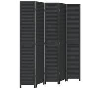 vidaXL Divisorio Ambienti 5 Pannelli Nero Legno Massello di Paulownia