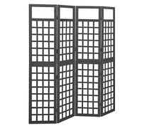vidaXL Divisorio a 4 Pannelli Legno Massello di Abete Nero 161x180 cm