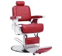vidaXL Poltrona da Barbiere Imbottita Regolabile Girevole 360° Capelli Barba con Poggiatesta Poggiapiedi Sedia da Parrucchiere Rossa in Similpelle