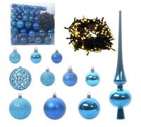 vidaXL Set di Palle di Natale con 300 LED 120 PCS Blu Plastica, Soggiorno, Ornamenti di Natale Moderni e Leggeri, Set di Palline LED, Decorazioni Festive, Decorazioni per Alberi Interni, Luci Festive