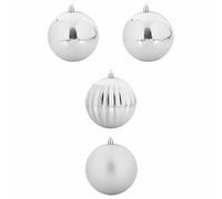 vidaXL Set di Palle di Natale 4 PCS Argento, Decorazione per Soggiorno, Palline di Natale Tradizionali, Ornamenti Moderni e Decorazioni Eleganti