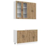 vidaXL Keukenblok KALMAR 4 st Artisanaal eiken Bewerkt hout