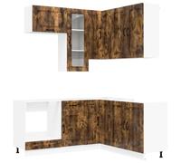 vidaXL Unità Cucina KALMAR 8 pcs Rovere Fumo Legno ingegnerizzato, Stile in cucina, armadi personalizzabili, design funzionale, allestimento sicuro, risparmio di spazio, idee moderne