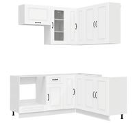 vidaXL Unità Cucina KALMAR 8 pcs Bianco Legno ingegnerizzato, Stile in cucina, armadi personalizzabili, design funzionale, allestimento sicuro, risparmio di spazio, idee moderne