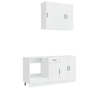 vidaXL Unità Cucina LUCCA 5 pcs Bianco Lucido Legno ingegnerizzato, Mobile da cucina, armadietto salvaspazio, moderno, regolabile, per interni, bella decorazione