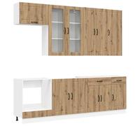 vidaXL Keukenblok LUCCA 8 st Artisanaal eiken Bewerkt hout