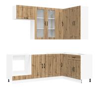 vidaXL Keukenblok LUCCA 8 st Artisanaal eiken Bewerkt hout
