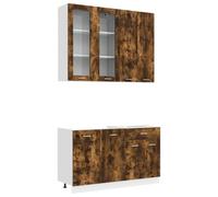 vidaXL Unità Cucina LYON 4 pcs Rovere Fumo Legno ingegnerizzato, Mobile Da Cucina, Armadietto Moderno, Funzionale, Personalizzabile, Mensole Per Organizzare