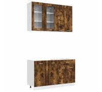 vidaXL Keukenblok LYON 4 st Gerookt eiken Bewerkt hout